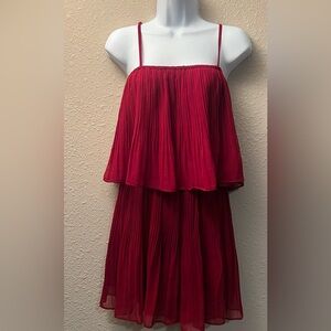 EXLURA Red Pleated Off Shoulder Romper NWT